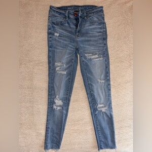 American Women’s Eagle Outfitters Light Blue Distressed Skinny Jeans